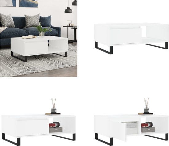 vidaXL Salontafel 90x60x35 cm bewerkt hout wit