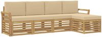 vidaXL - Buiten - bank - set - 5 - st - Wit - en - Beige - Polyester