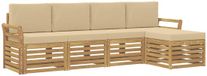 vidaXL - Buiten - bank - set - 5 - st - Wit - en - Beige - Polyester