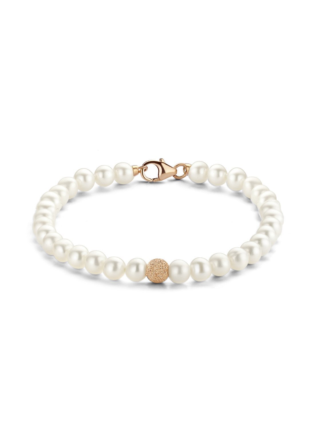 Diamond Point Roségouden armband witte zoetwaterparel Rivièra