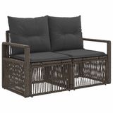 vidaXL Tuinbank 2-Aantal zitplaatsen Grijs polyrattan