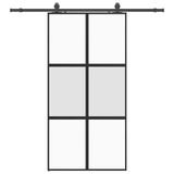 vidaXL Schuifdeur met beslagset, 102,5x205 cm, gehard glas, zwart
