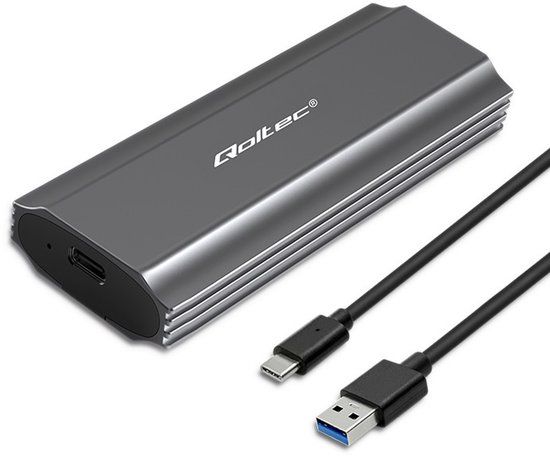 Qoltec - SSD Behuizing - SATA/NVMe - USB-C - 2TB - Grijs