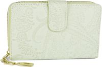 styleBREAKER 02040098 Portefeuille avec motif cachemire et fleurs en relief, fermeture éclair intégrale, protection RFID, portefeuille pour femmes, vert citron, moderne