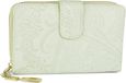 styleBREAKER 02040098 Portefeuille avec motif cachemire et fleurs en relief, fermeture éclair intégrale, protection RFID, portefeuille pour femmes, vert citron, moderne