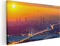 Artaza Canvas Schilderij Bosporusbrug In Istanbul Bij Zonsondergang - 120x60 cm - Foto Op Canvas