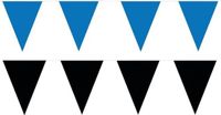 Shoppartners Bv Feest versiering punt vlaggetjes pakket - 60 meter - blauw en zwart - slingers / vlaggenlijnen - kunststof - buiten/binnen