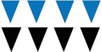 Shoppartners Bv Feest versiering punt vlaggetjes pakket - 60 meter - blauw en zwart - slingers / vlaggenlijnen - kunststof - buiten/binnen