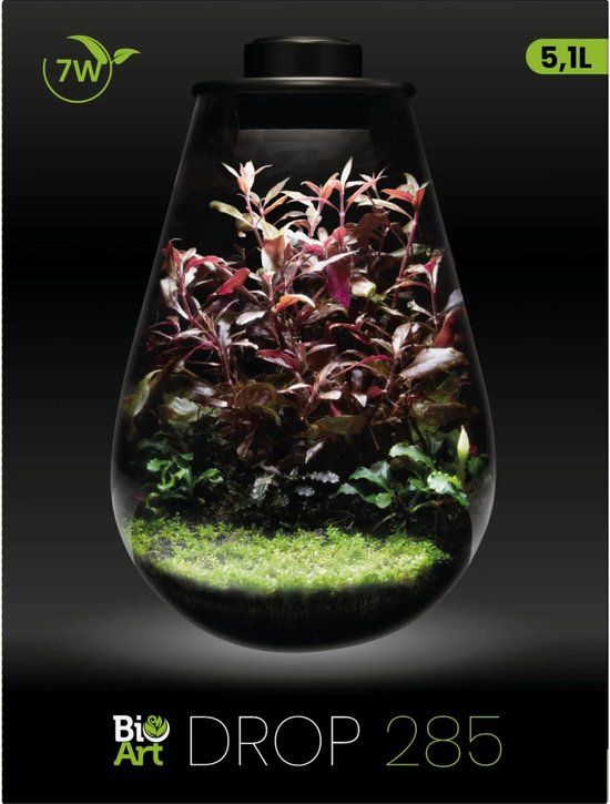 BIOART Drop 285 zwart nano plantenterrarium 5,1L met LED en ventilatie
