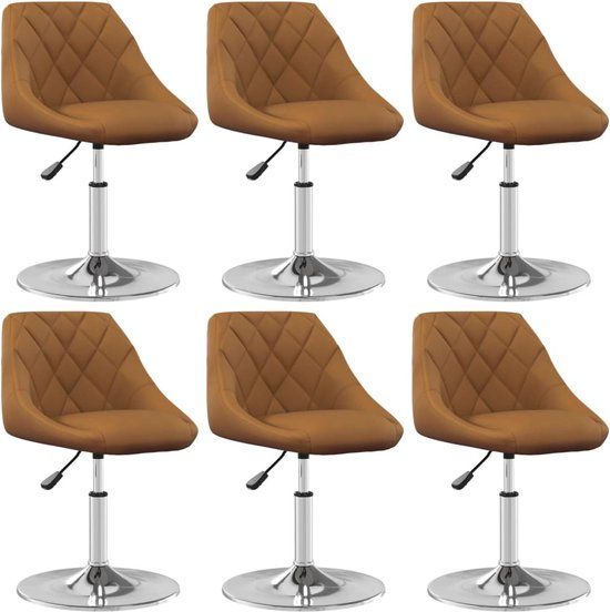 vidaXL Eetkamerstoelen draaibaar 6 stuks fluweel bruin