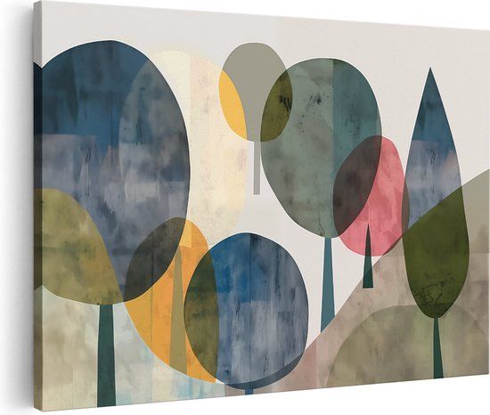 Artaza Canvas Schilderij Abstract Kunstwerk van Bomen - 120x80 cm - Canvas Print
