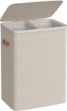 Songmics Wasmand, 170 L, 2 compartimenten, Cappuccino Beige