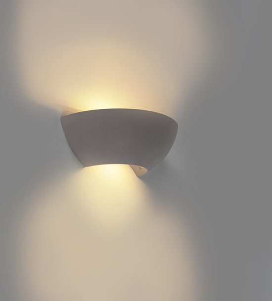 QAZQA Chatou - Wandlamp - 1 lichts - D 150 mm - grijs