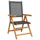 VidaXL Tuinstoel Terras Acaciahout, Polyrattan Zwart