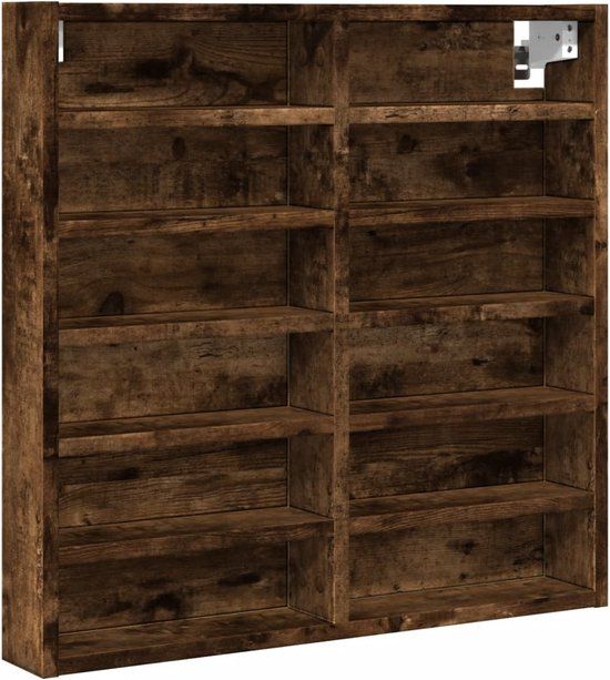 vidaXL Vitrinekast - 60x8,5x58 cm - Bewerkt Hout - Gerookt Eikenkleurig