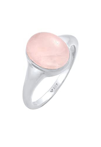 Elli Ringen Dames zegelring Ovaal Trend Chunky met Roze Kwarts in 925 Sterling Zilver