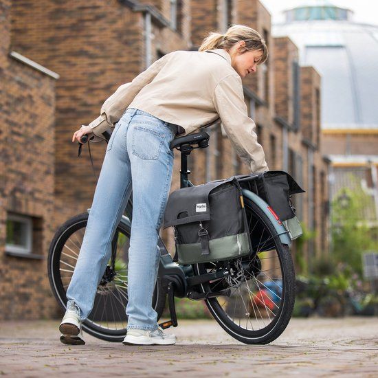 Urban Proof Dubbele fietstas 40L Recycled - Groen/Grijs