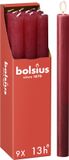 Bolsius - Rustieke Dinerkaarsen - Bordeaux Rood - 9 stuks - 13 branduren - 27 cm