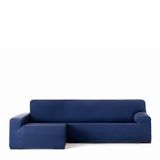 Eysa Bi-elastische bankhoes voor chaise longue, met lange mouw, linkerkant links, kleur blauw, design Harlem