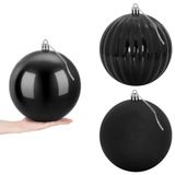 vidaXL Set de boules de Noël XXL 3 pièces Noir Ø 25 cm Plastique