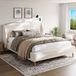 STILVORA Gestoffeerd Bed 140x190 cm – Comfortabel Wingback Hoofdbord – Stevige Lattenbodem Zonder Veren – Zonder Matras – Bouclé – Ivoorwit