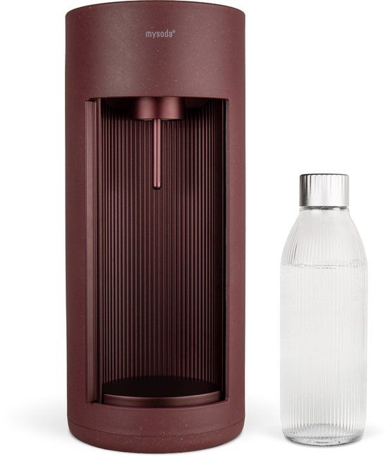 Mysoda Glassy Beetroot - Design bruiswatertoestel gemaakt van ecologisch biocomposiet & aluminium - incl 1 glazen fles