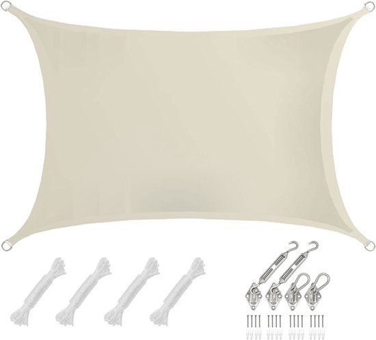 AMANKA 2x3m Waterdicht Rechthoekig Zonnezeil - Beige