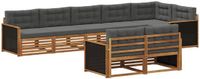 vidaXL - Bank loungeset - 8 zitplekken - Natuurlijk en antraciet - Acacia hout