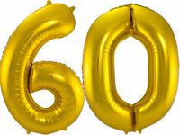 Folat Folie ballonnen - 60 jaar cijfer - goud - 86 cm
