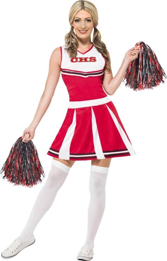 Smiffys Cheerleader kostuum maat 40/42 - Rood/Wit - Carnavalskleding dames