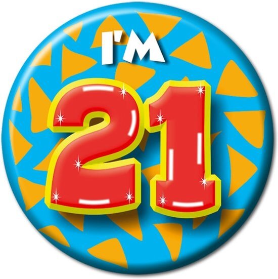 Massamarkt Button 21 jaar (55 mm)