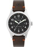 Timex Expedition North 36 mm herenhorloge - Bruine milieuvriendelijke tweedelige band met snelsluiting, zwarte wijzerplaat, roestvrijstalen kast TW2V64200