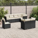 Maison Exclusive - Ensemble de jardin, 8 pièces, avec coussins, noir, en polyrotin