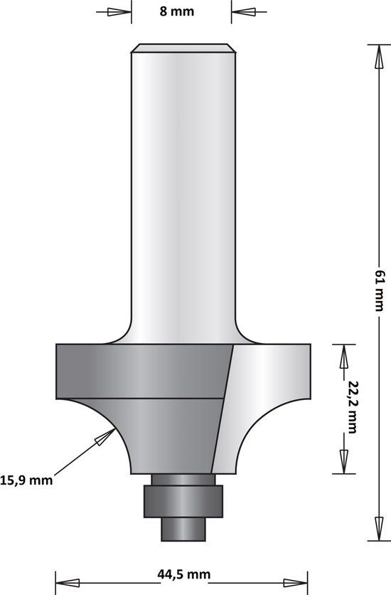 Hikoki Accessoires Hitachi 8 mm afrondfrees met onderlager 44.5 x 61 x 15.9mm