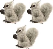 Decoris Grijze eekhoorns op clip 8 cm - 3 stuks