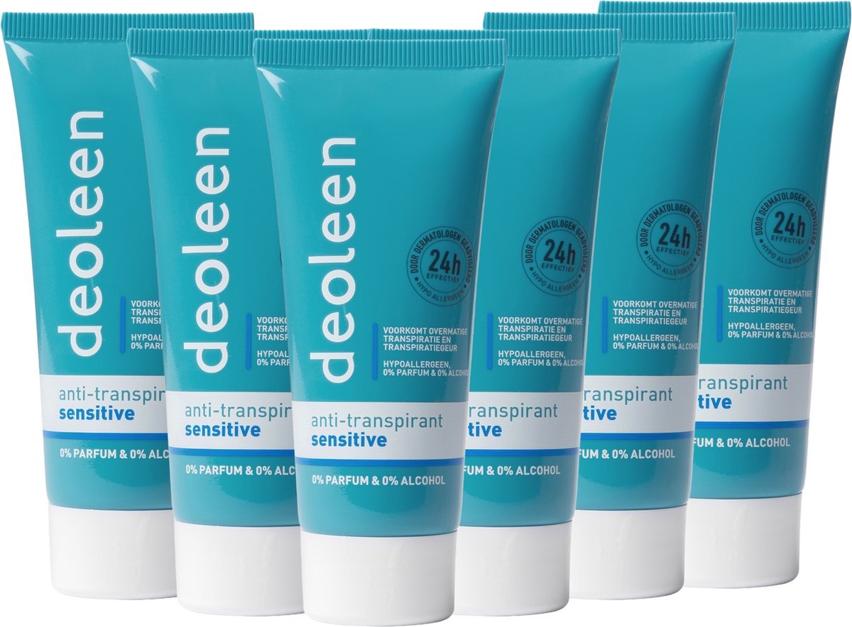 Deoleen Anti-transpirant - Crème Sensitive - Deodorant - 50 ml 6 pack