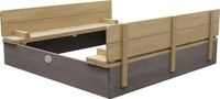 AXI Ella XL Houten Zandbak in Grijs/Bruin - Met Zitbankjes en Deksel - FSC hout - 120x120x20cm