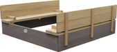 AXI Ella XL bac à sable en bois Gris/Brun - Avec bancs et couvercle - Bois FSC - 120x120x20cm