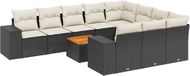 vidaXL Loungeset met kussens, polyrotan, zwart