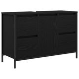vidaXL Wastafelkast met lades 90x34,5x60 cm zwart eikenkleurig