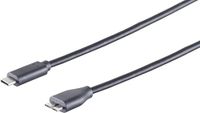 3x USB-C adapterkabels, Micro-B, 3.0 zwart, 1,8 m