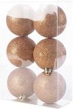 Cosy&Trendy 12x Koperen kunststof kerstballen 8 cm - Glitter - Onbreekbare plastic kerstballen - Kerstboomversiering koper