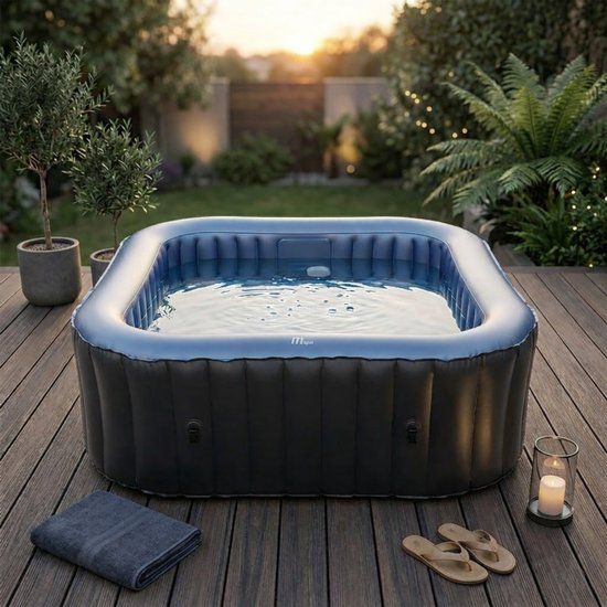 Mspa Tekapo bubbel massage jacuzzi - opblaasbaar - 6 personen - 185 x 185 x 68 cm - Houtskool Grijs