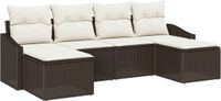 vidaXL Tuin Eettafel Set 6-delig Poly Rattan Bruin en Crème