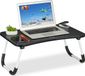Merkloos Relaxdays Laptoptafel voor bed en bank, 26 x 63 x 40 cm, inklapbaar, MDF, ijzer, zwart