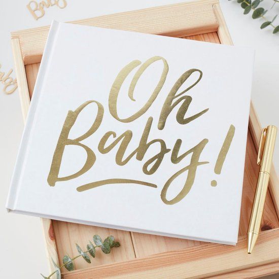 Ginger ray Gastenboek - Oh Baby - 32 pagina's - Vierkant - GoudWit