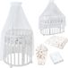 Waldin lit bébé 7-en-1 ovale, matelas, roues et étagère, blanc