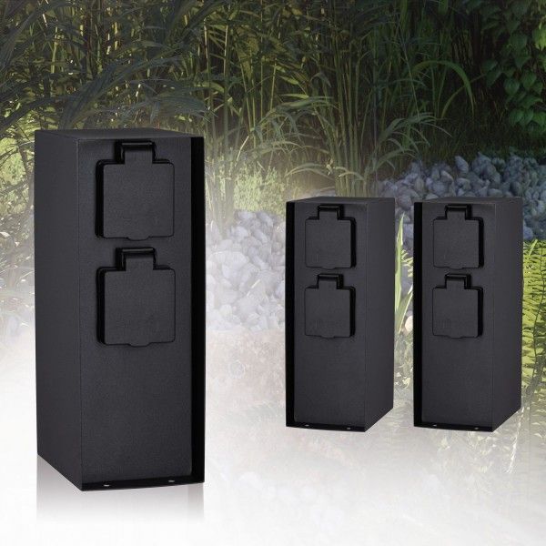 Paulmann Rio Outdoor Contactdooszuil Viervoudig IP44 Antraciet