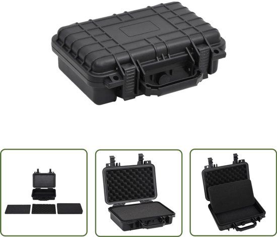 vidaXL Flightcase - draagbaar - 30x22x10 cm - PP - zwart