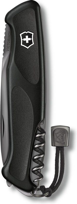 Victorinox Ranger Grip 55 Onyx Black Swiss Army Knife - 9 Functions - Stainless Steel Blade - Black
